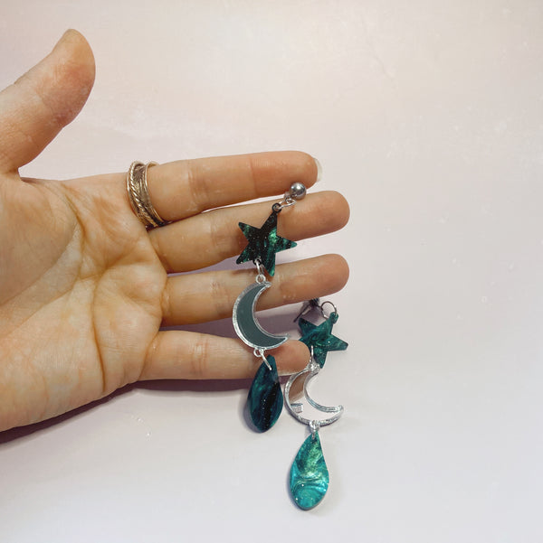 moon and stars acrylic earrings
