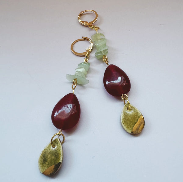 bead and ceramic statement earrings- gloriafaye