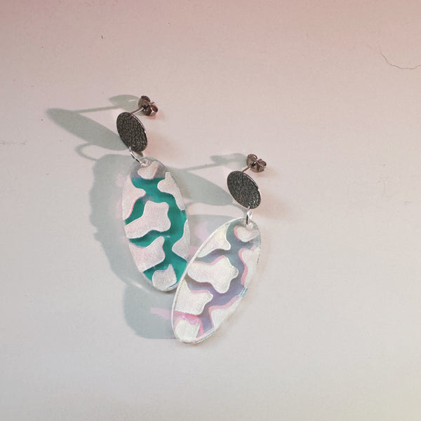 cow print acrylic earrings