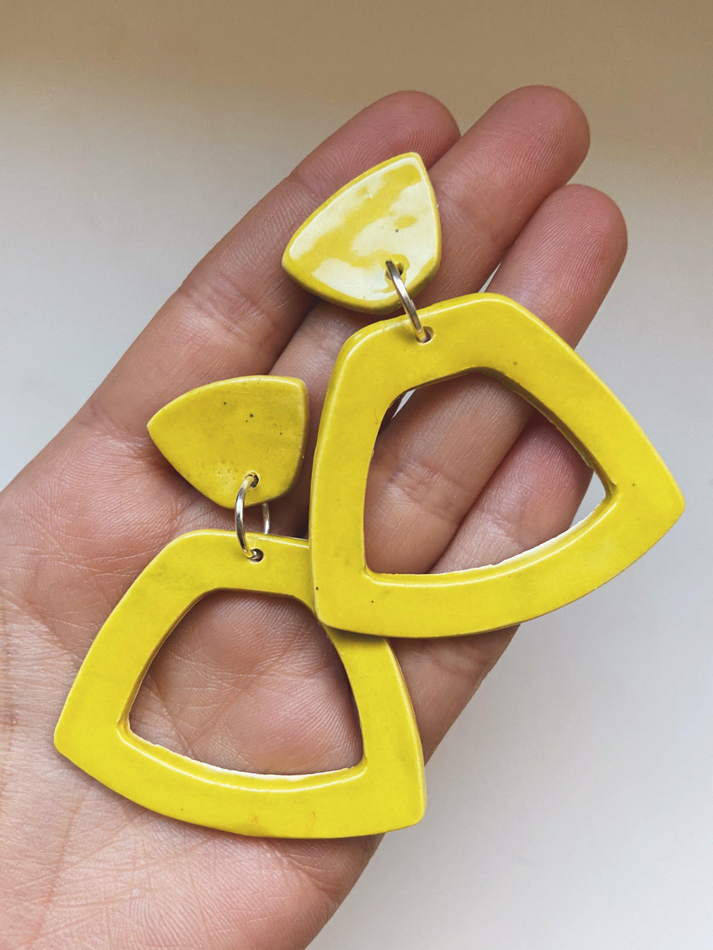 WILD- Chartreuse Trapezoid Statement Earrings - gloriafaye