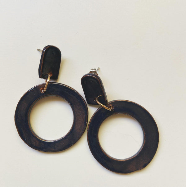 Dark Cobalt Hoop Statement Earrings - gloriafaye