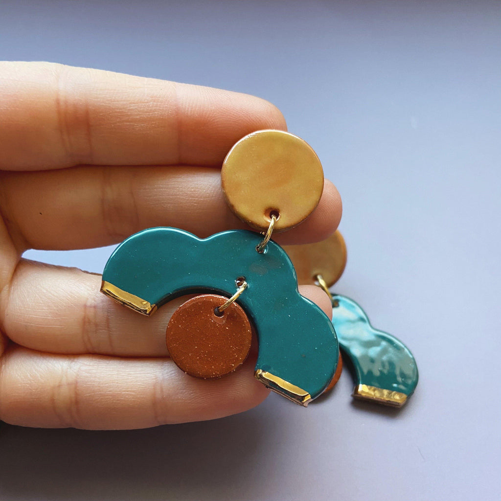 multi colored ceramic earrings