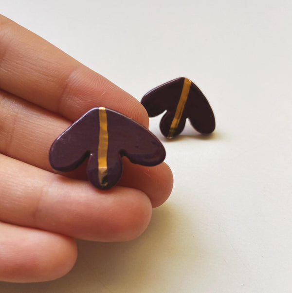 purple and gold abstract studs