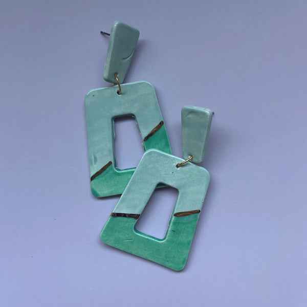 teal ceramic earrings