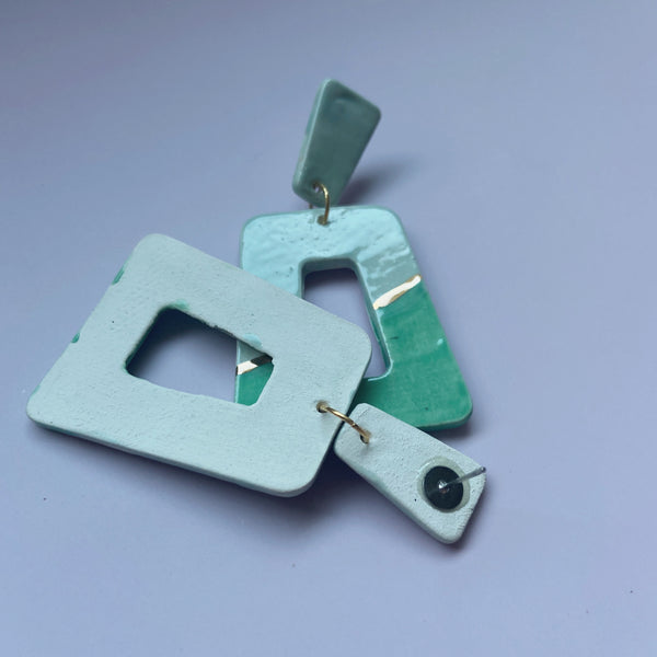 teal ceramic earrings