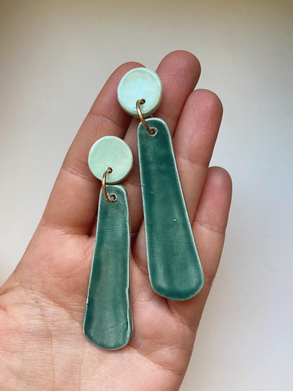 WOO- Teal tear drop statement earrings - gloriafaye