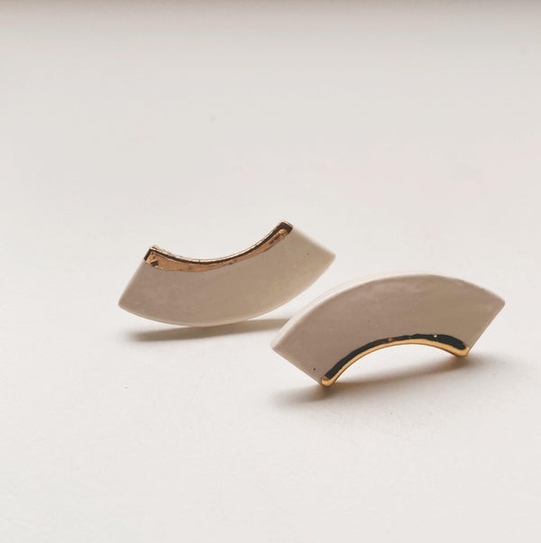 White and Gold Ceramic studs