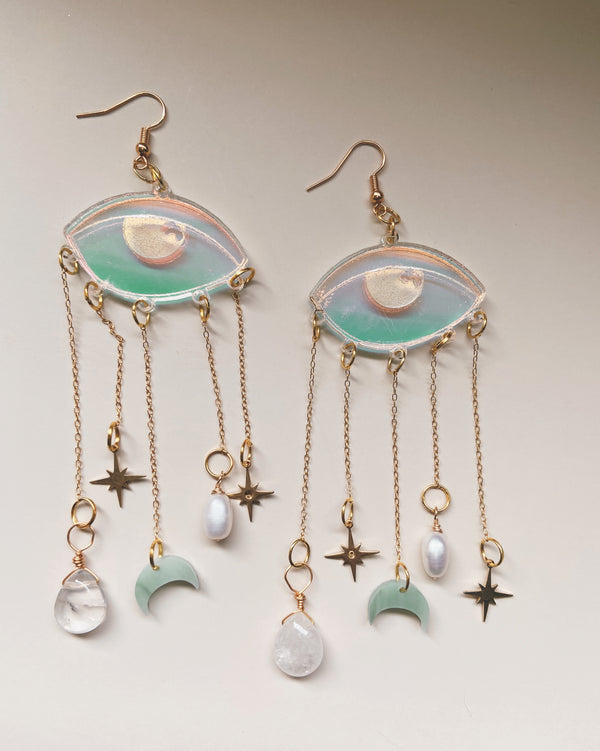 evil eye acrylic earrings