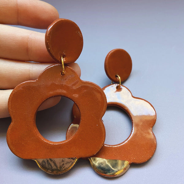 flower ceramic earrings