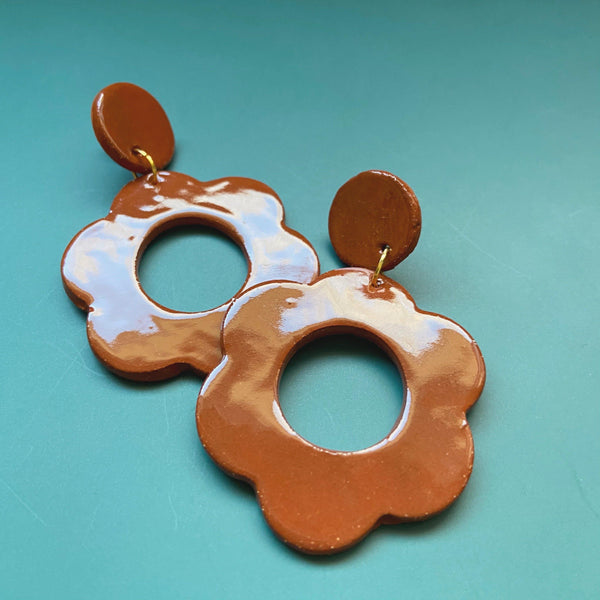 flower ceramic earrings
