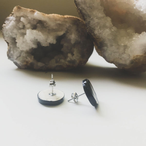 Black and Gold Line Studs - gloriafaye