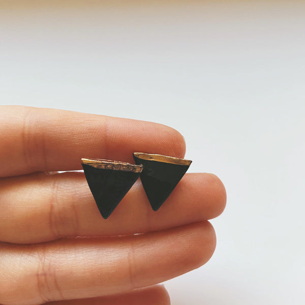Triangle Gold Dipped Studs - gloriafaye