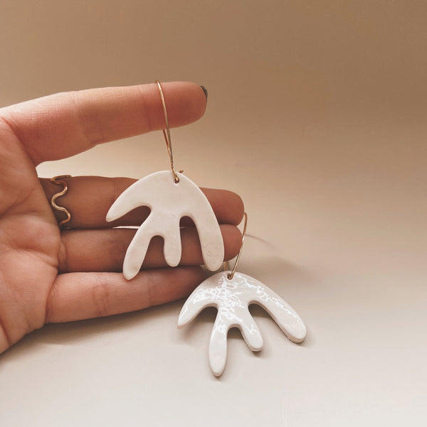 white ceramic earrings