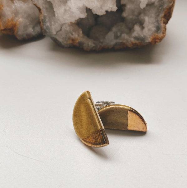 Gold Dipped Half Moon Studs - gloriafaye