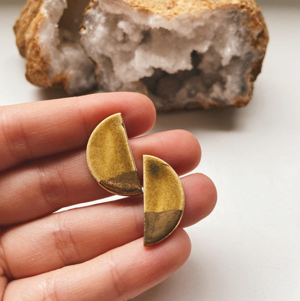 half moon ceramic earrings