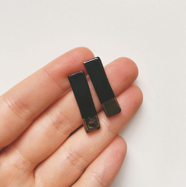 black ceramic stud earrings