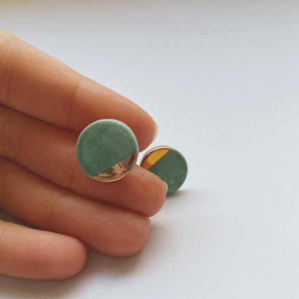 jade and gold dipped ceramic studs