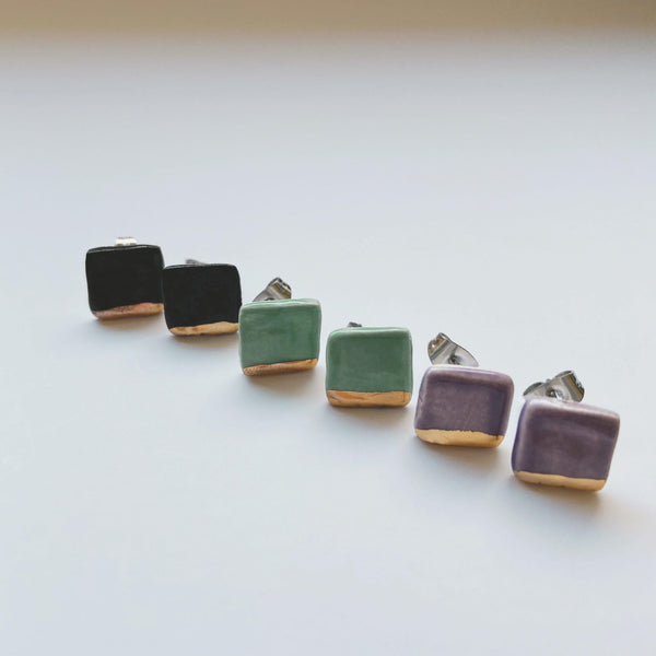 square gold dipped ceramic studs