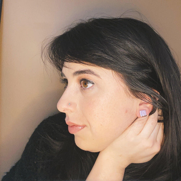 square gold dipped ceramic studs