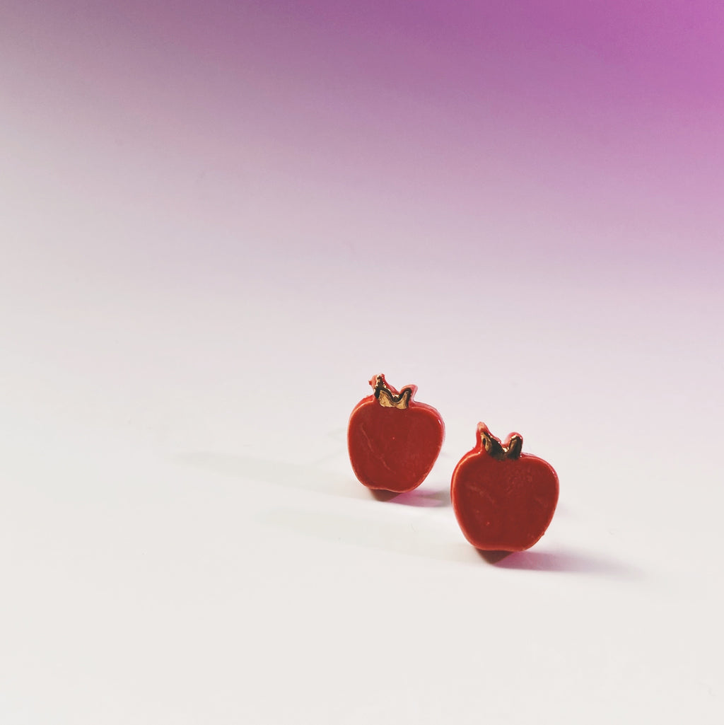 apple ceramic stud earrings