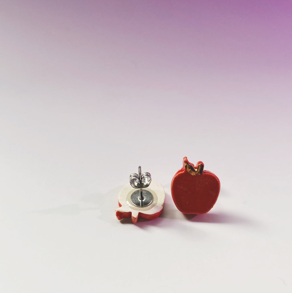 apple ceramic stud earrings