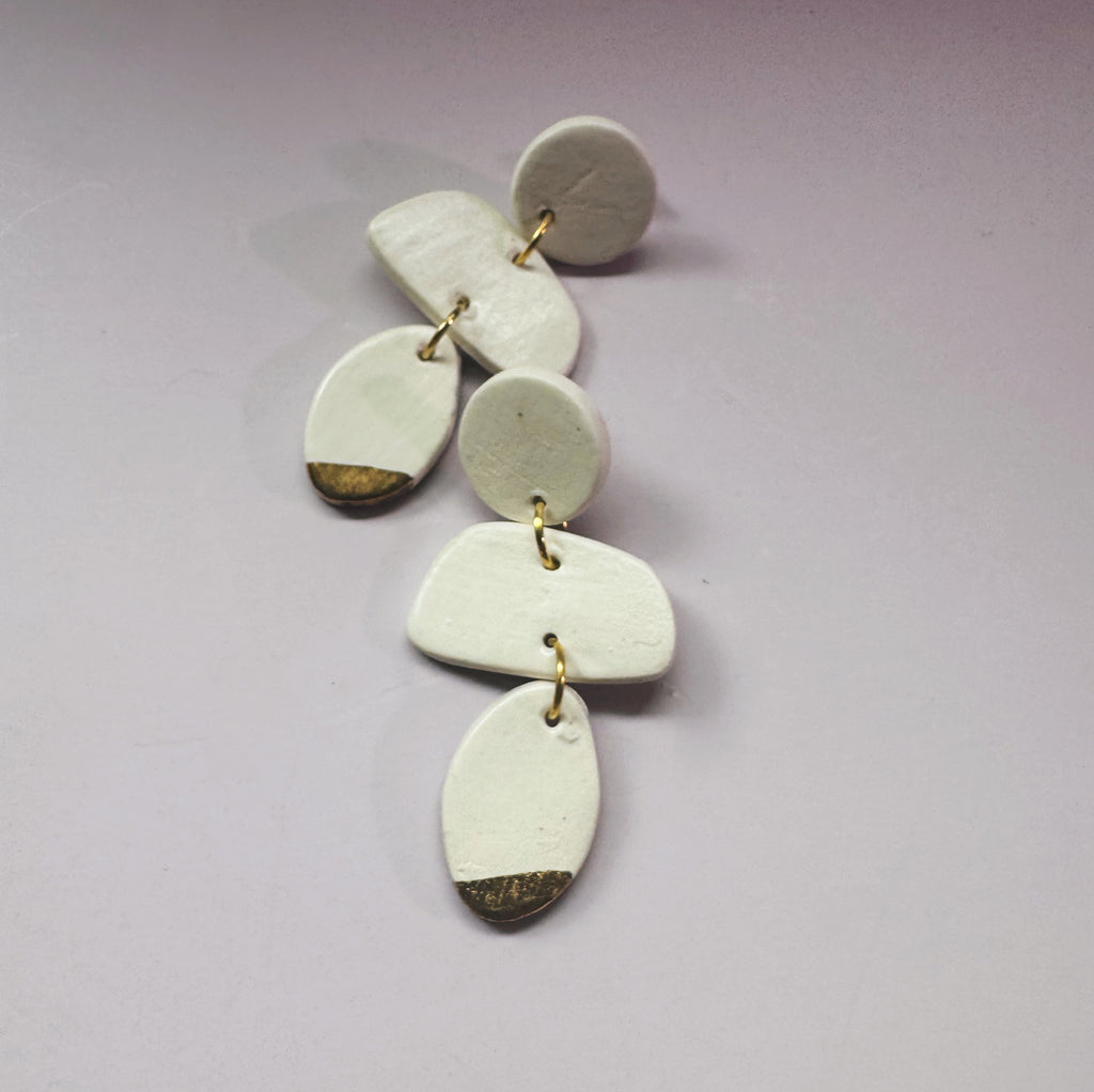 handmade ceramic white earrings