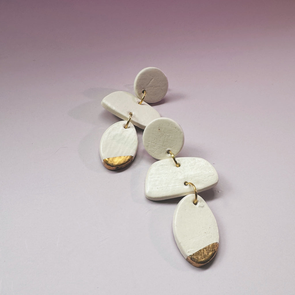 handmade ceramic white earrings