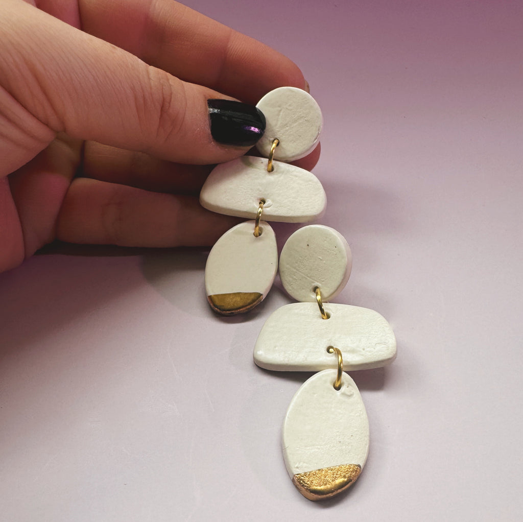 handmade ceramic white earrings