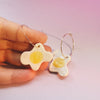 fried egg ceramic earrings