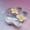 fried egg ceramic earrings