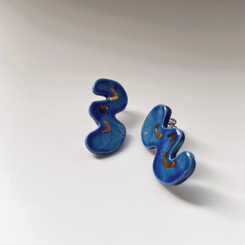cobalt ceramic stud earrings