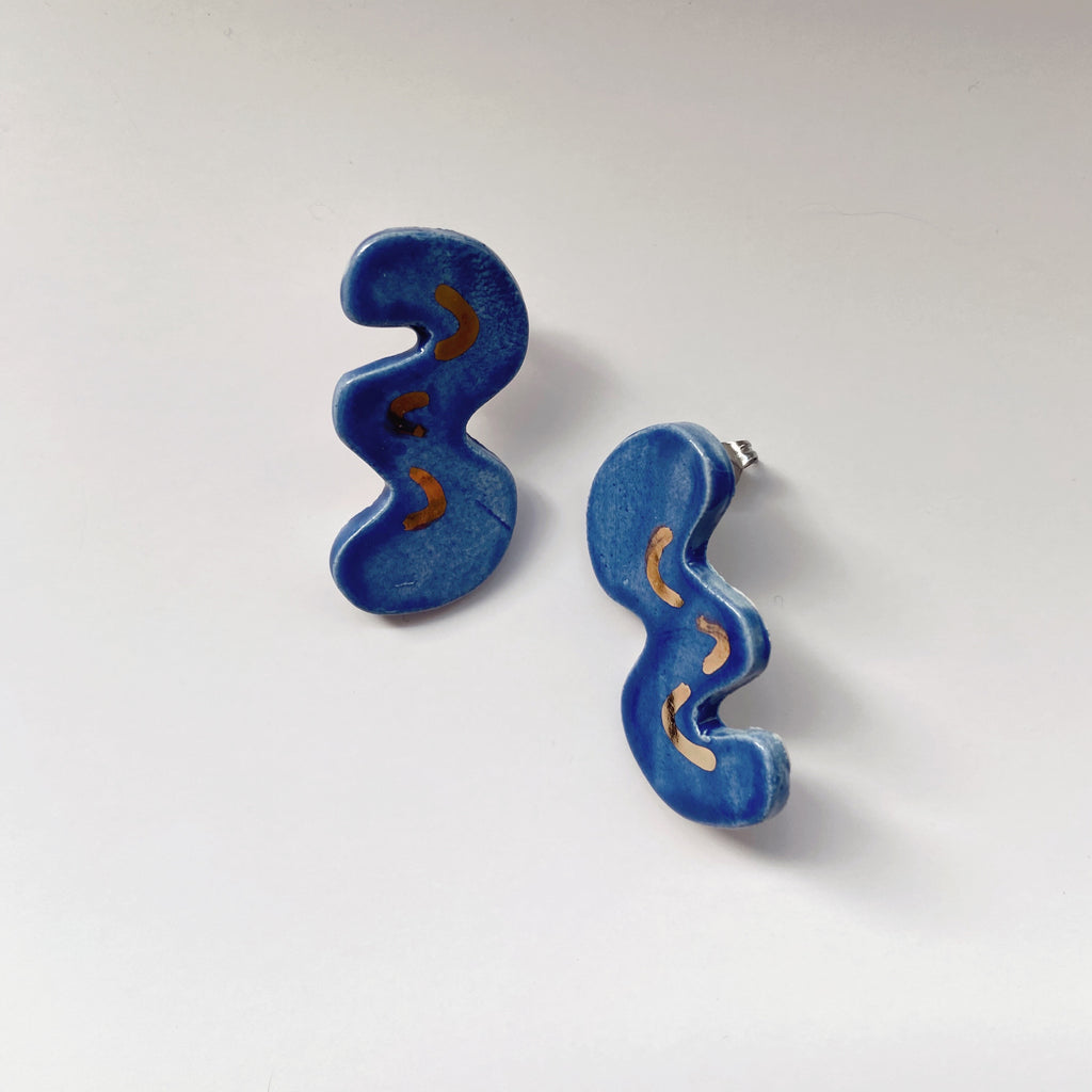 cobalt ceramic stud earrings