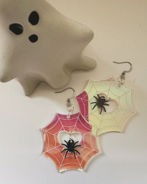 spiderweb acrylic earrings