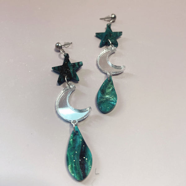 moon and stars acrylic earrings