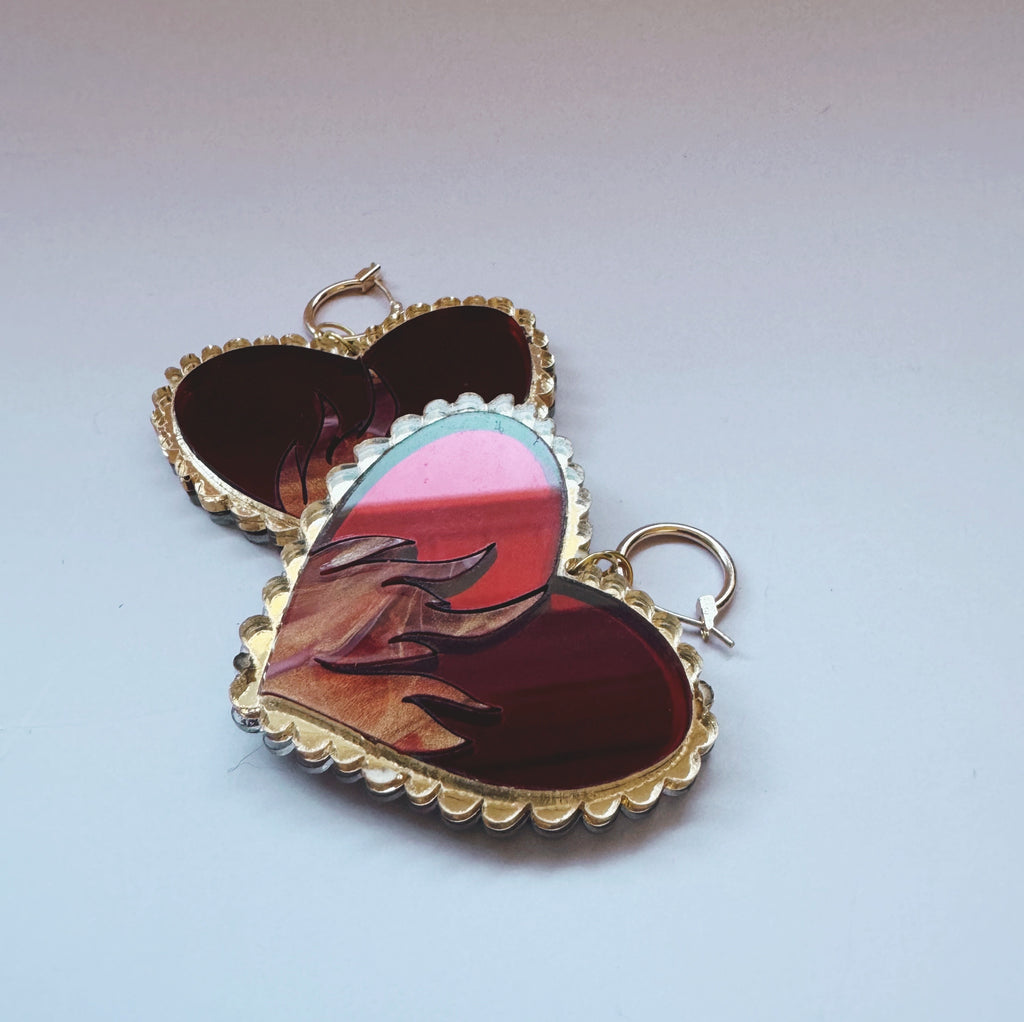 acrylic fireheart earrings- gloriafaye