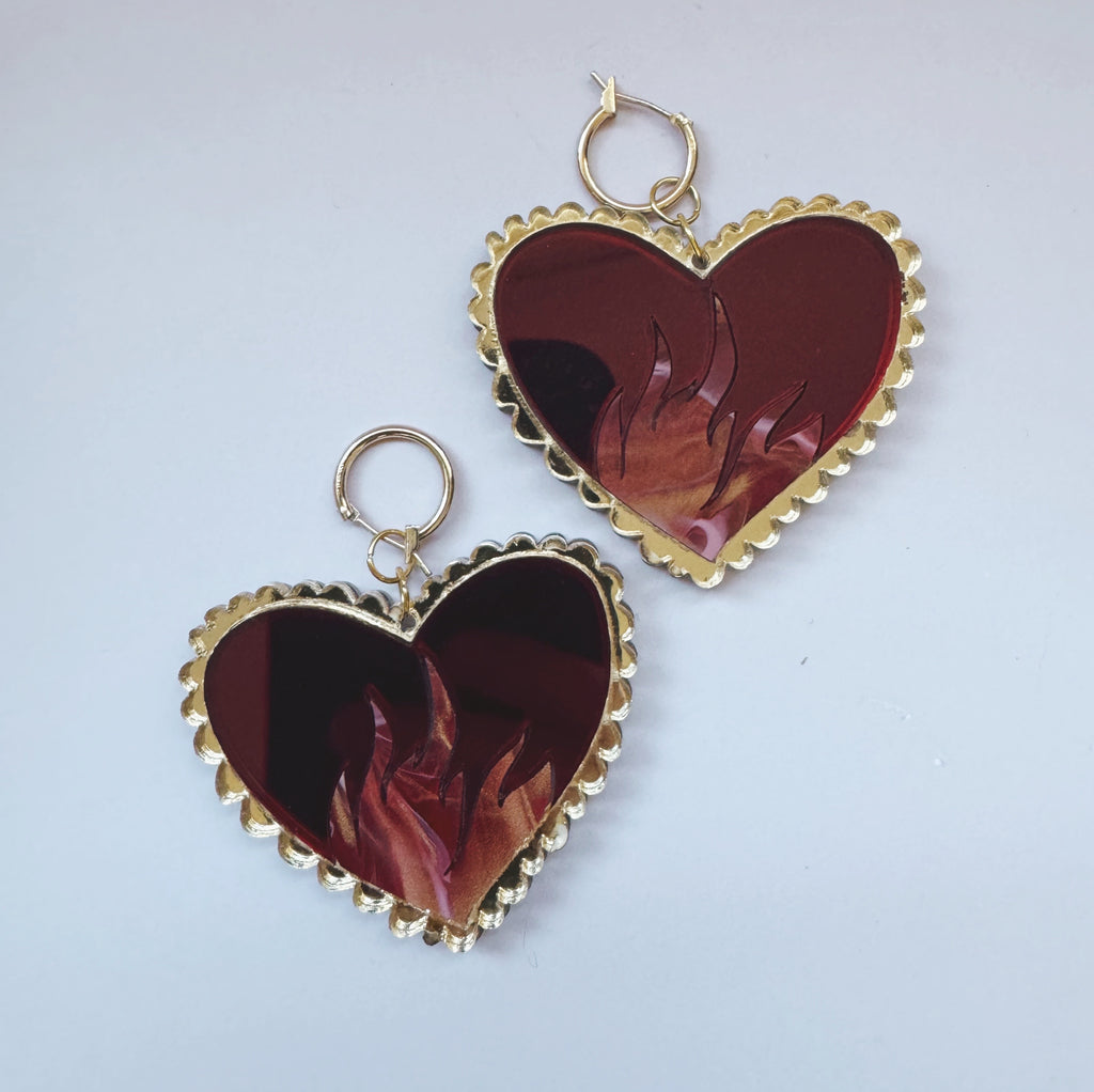 acrylic fireheart earrings- gloriafaye