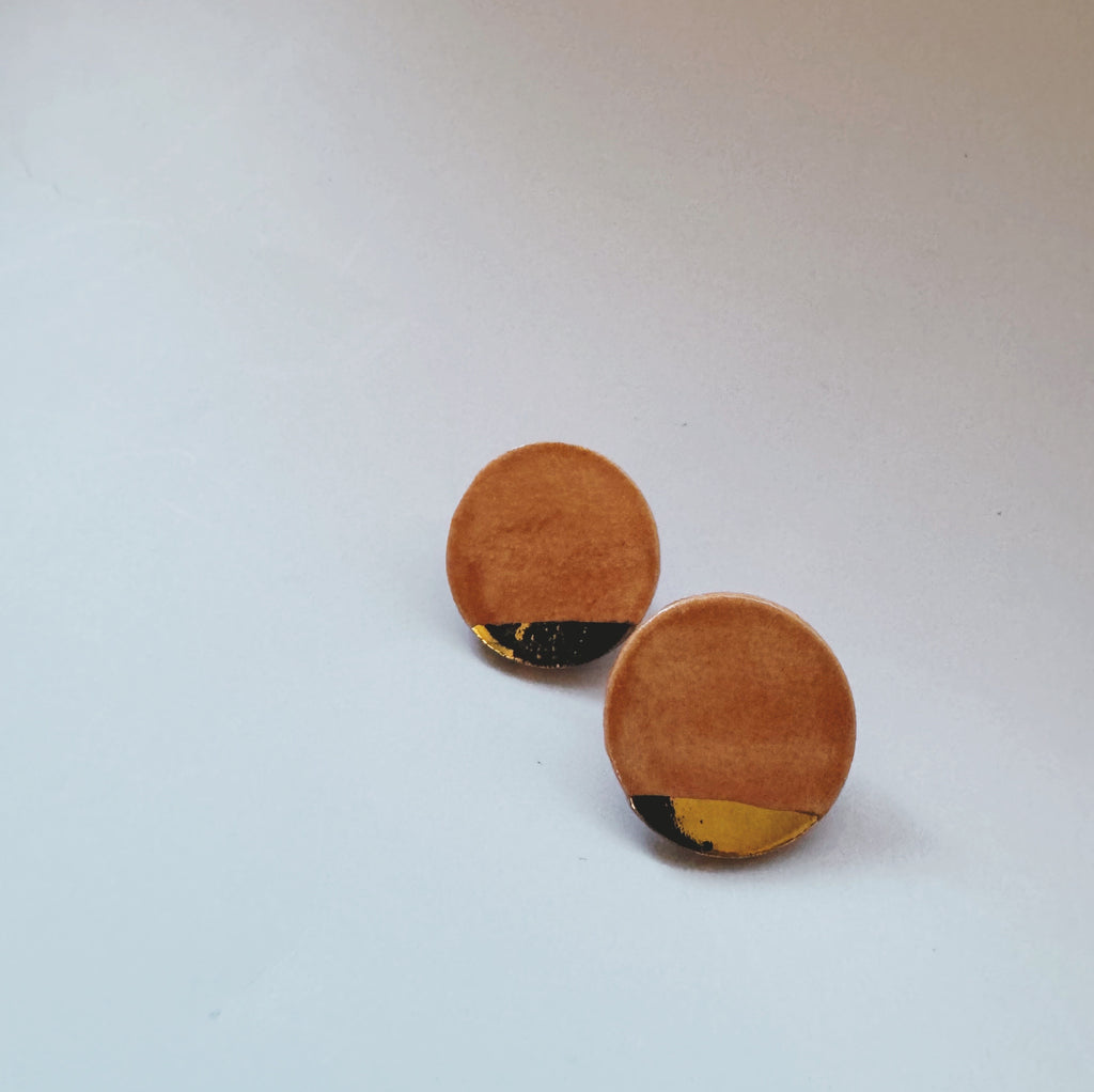 Large Circle Dipped Studs - gloriafaye