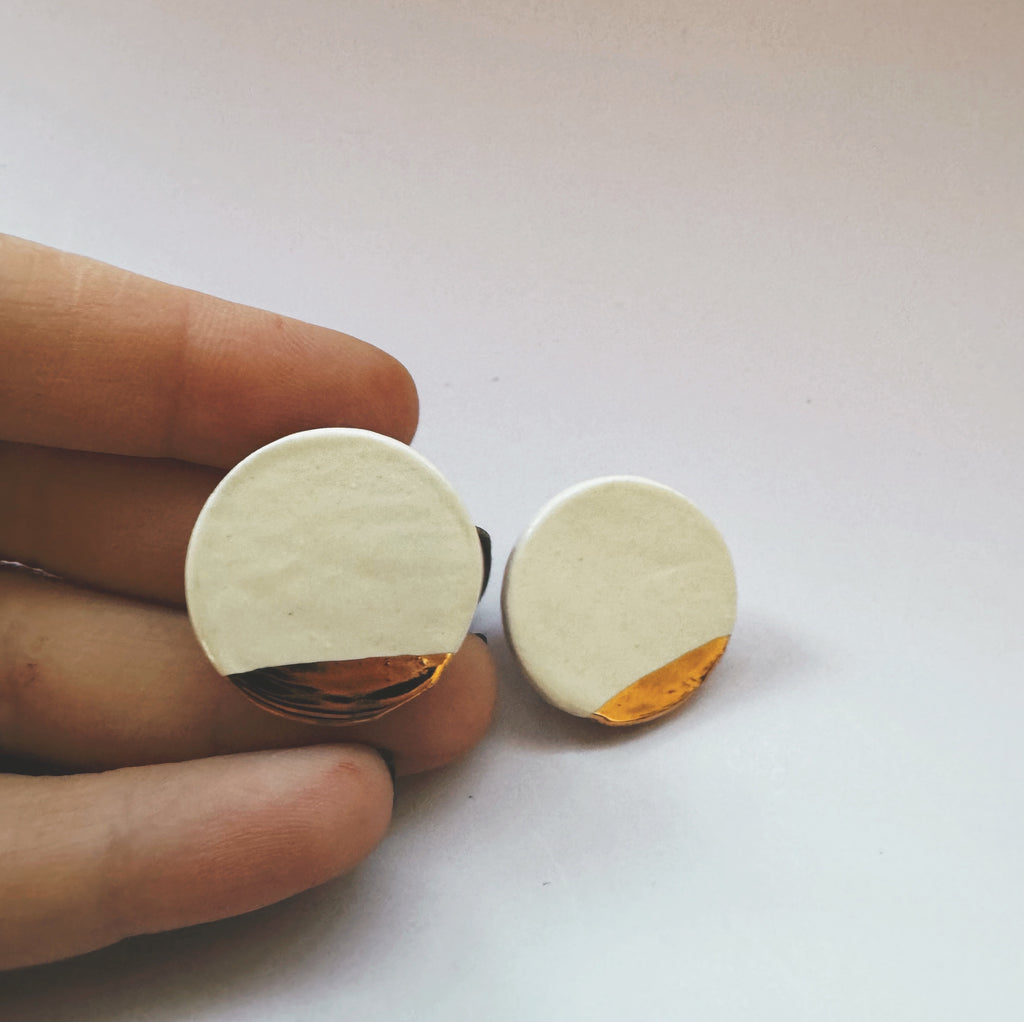 Large Circle Dipped Studs - gloriafaye