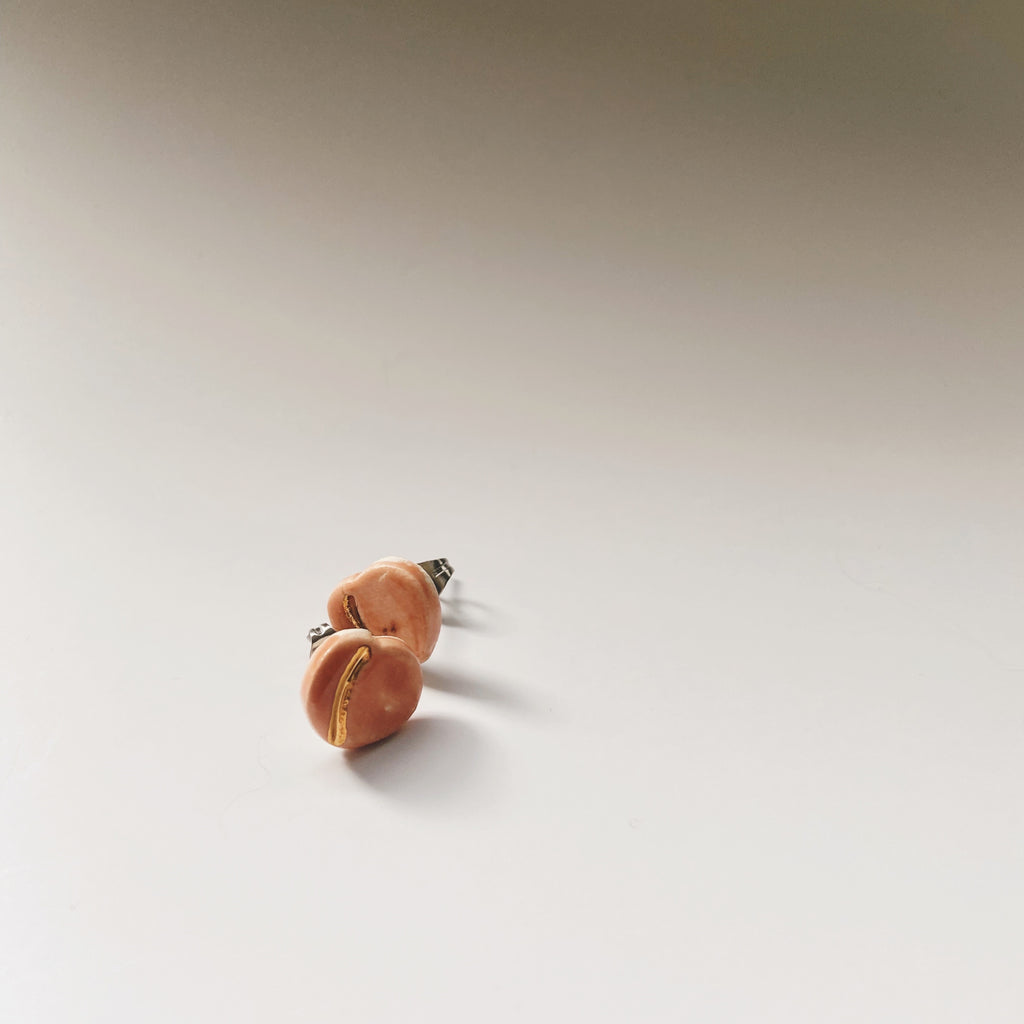 peach ceramic studs