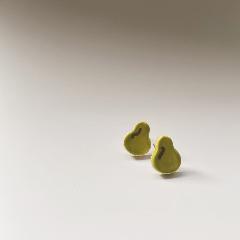 pear ceramic studs