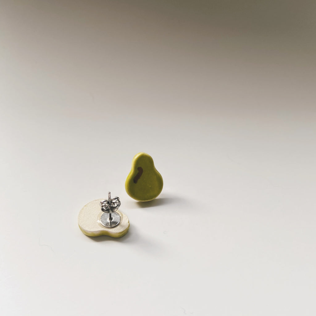 pear ceramic studs