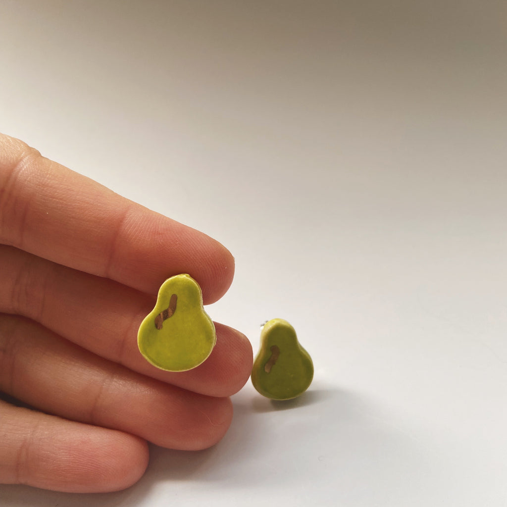 pear ceramic studs