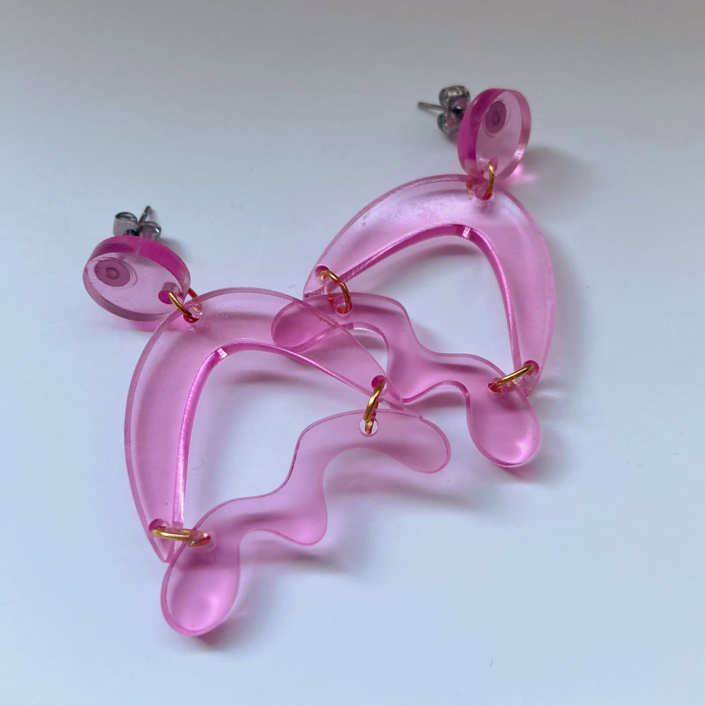 pink acrylic earrings