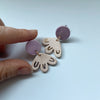 ceramic statement earrings- purple beige