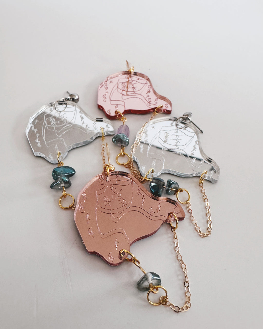 Rose gold and  silver acrylic earrings