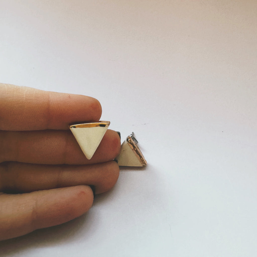 Triangle Gold Dipped Studs - gloriafayeTriangle Gold Dipped Studs - gloriafaye