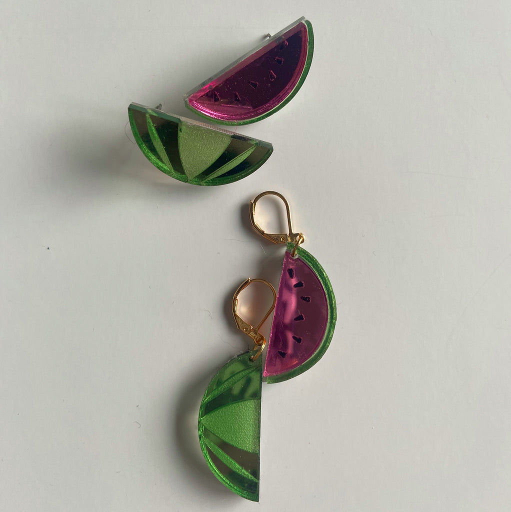 watermelon handmade acrylic earrings