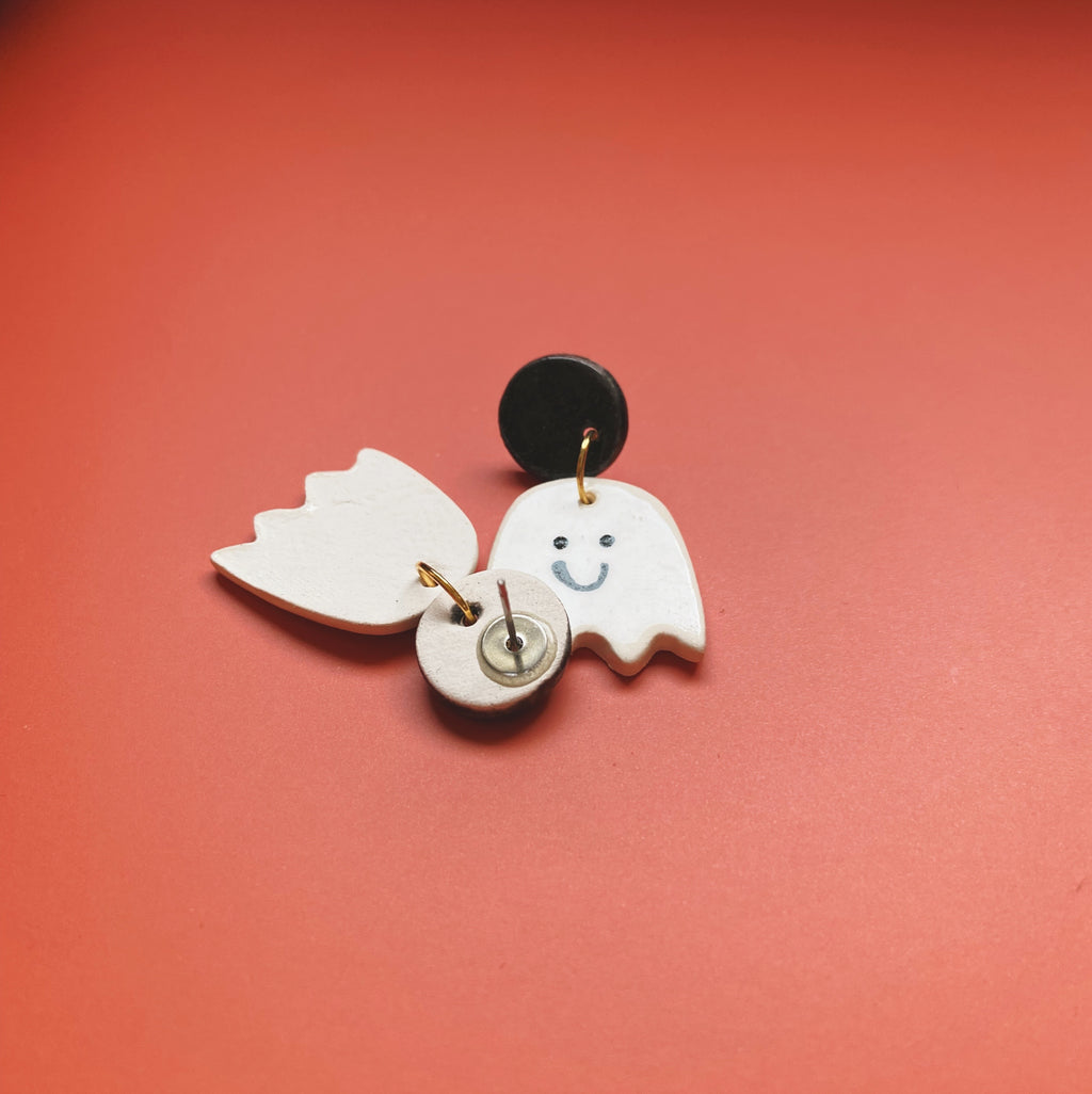 ghost ceramic earrings