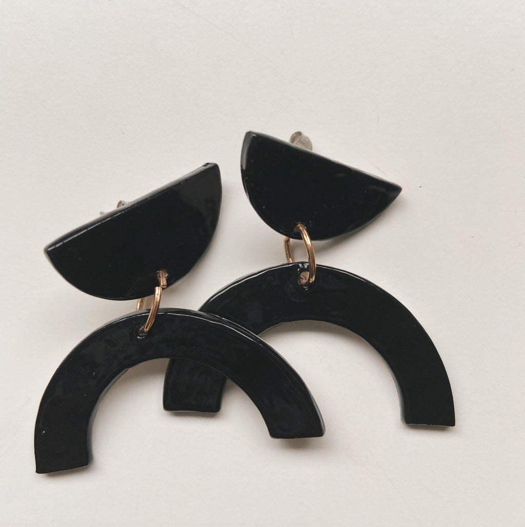 Black Arch Statement Earrings - gloriafaye