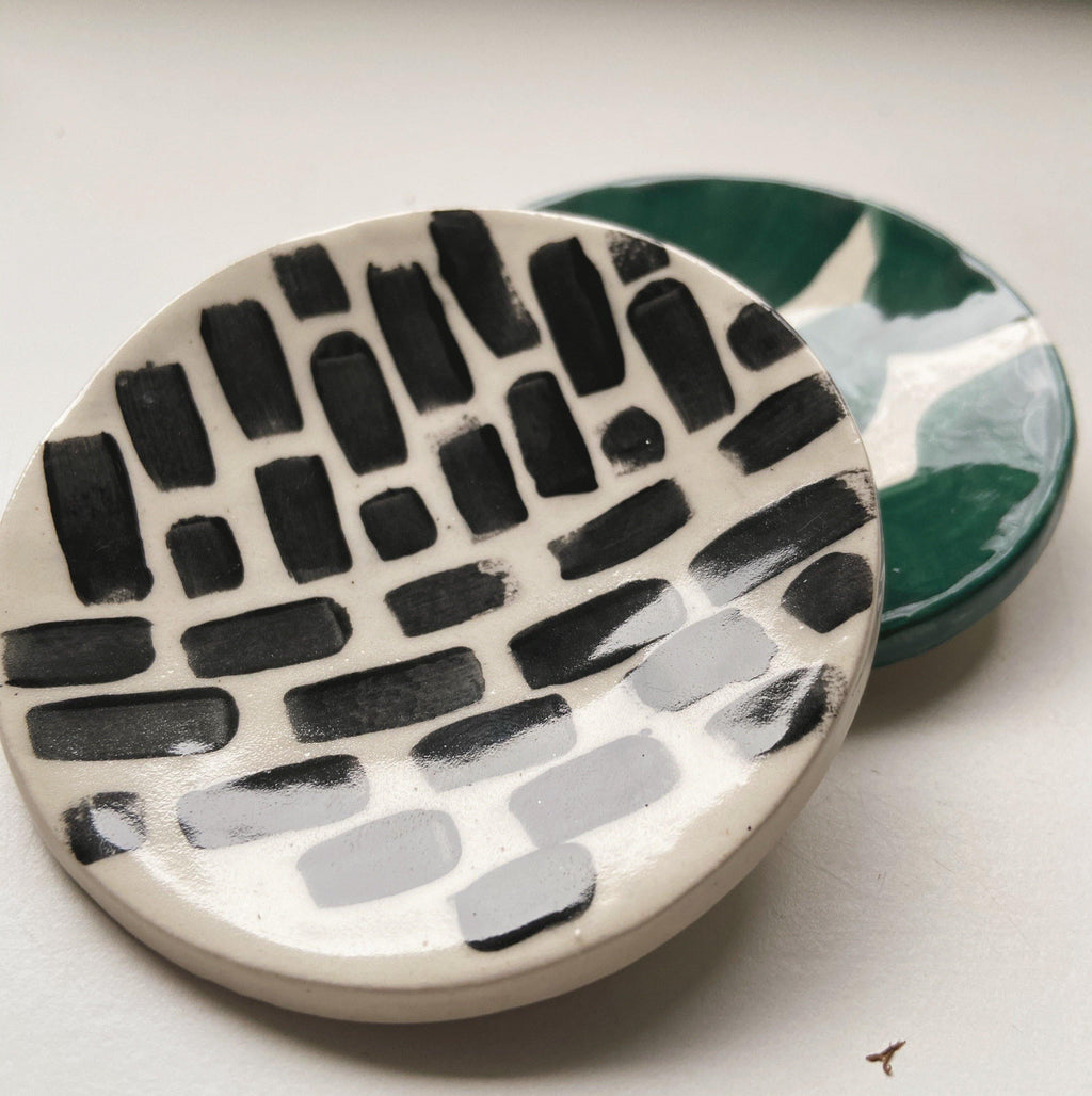 black and white trinket dish